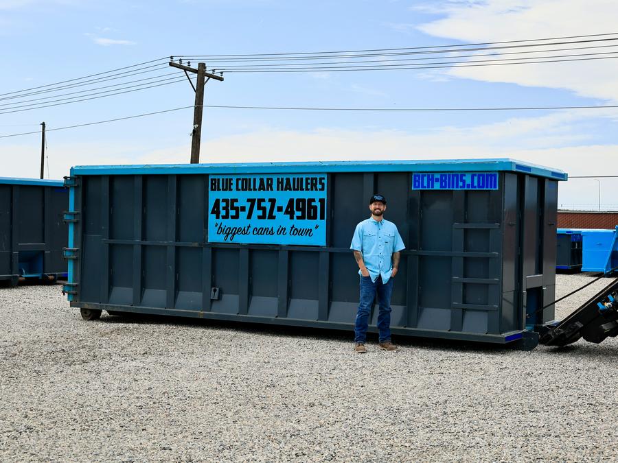 40 Yard Dumpster with Flag
