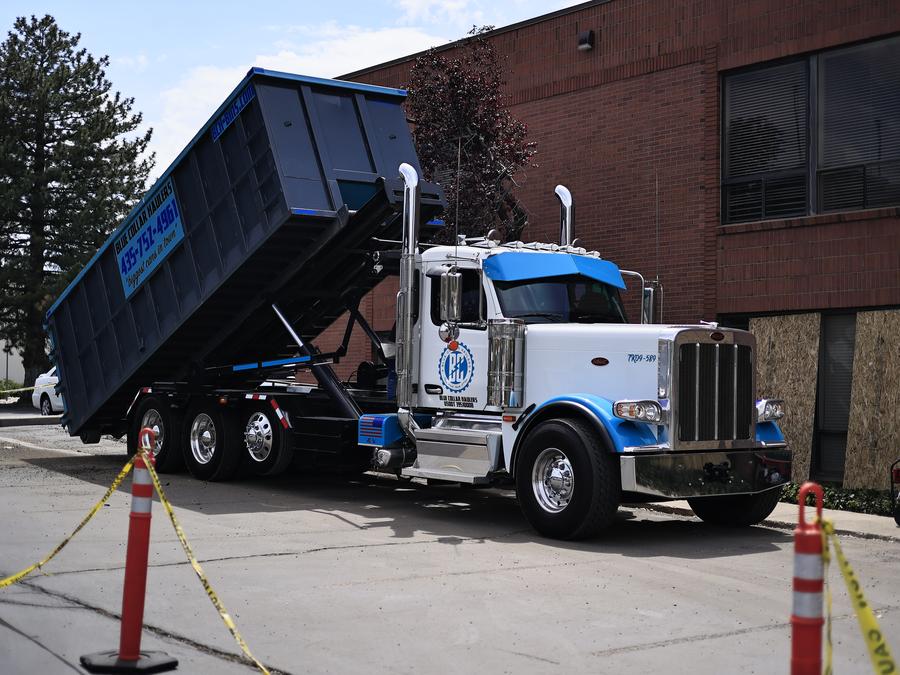 Roll-Off Truck On Job Site